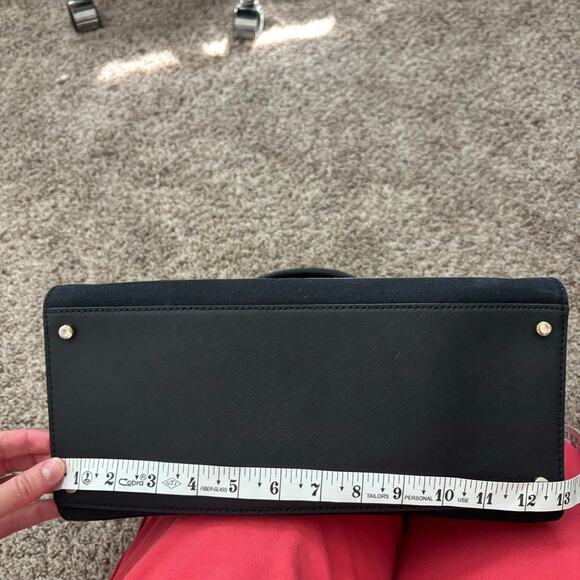 Kate Spade Madison Stripe Saffiano Leather and Canvas Satchel Tote Black White - Picture 5 of 14